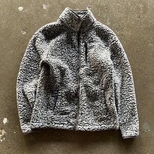 PINK Victoria's Secret Jacket Womens XS Gray Sherpa Fleece Full Zip Cozy